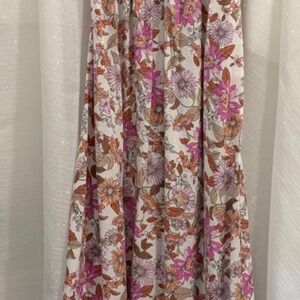 No Comment NY-LA Women's Floral Smocked Halter Rayon Maxi Dress Long Sz M
